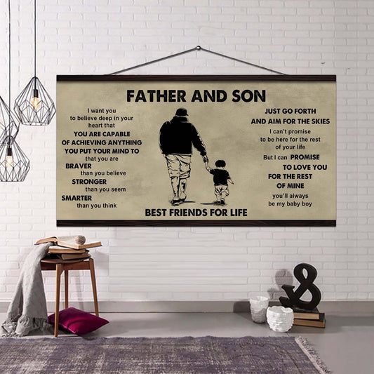 Family photo upload Father And Son Best Friends For Life - That You Are Braver Than You Believe Poster Canvas Gift For Son From Father
