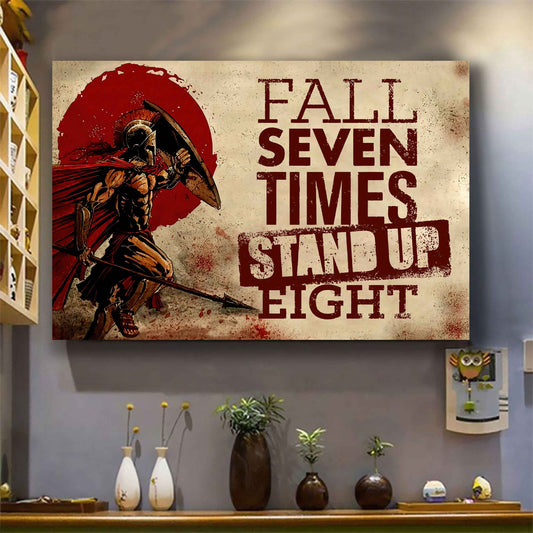 Spartan Poster Canvas Fall Down Seven Times Stand Up Eight
