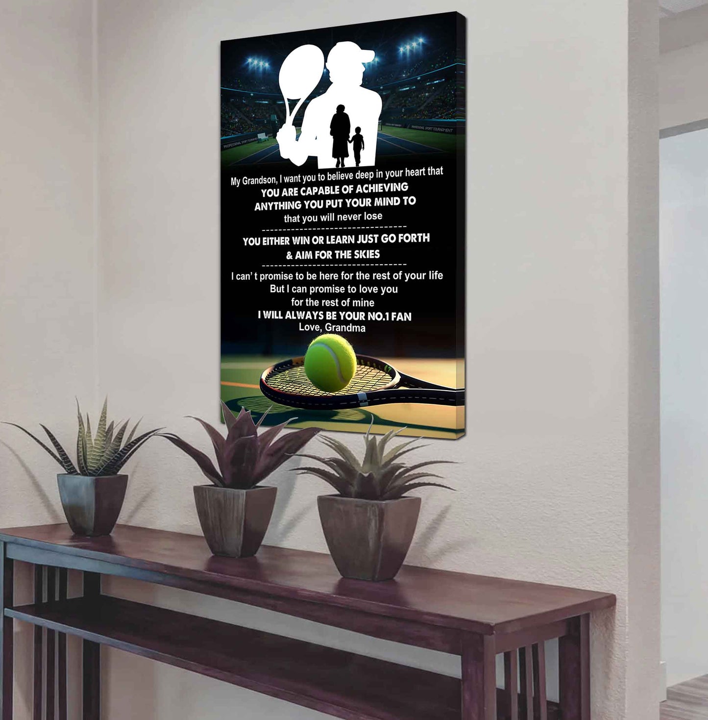 American Football Poster Canvas Grandma To Grandson - That You Will Never Lose You Either Win Or Learn I Will Always Your No 1 Fan