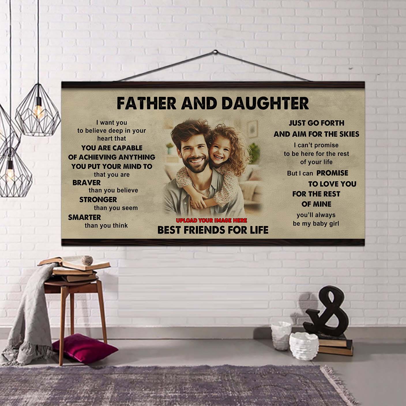 DRB GH Father And Daughter Best Friends For Life - That You Are Braver Than You Believe Poster Canvas Gift For Daughter From Father