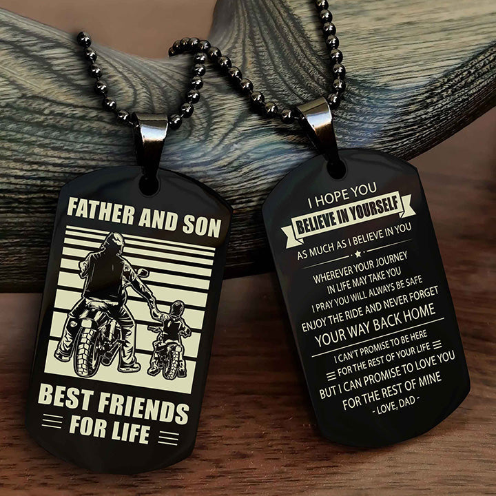Viking Personalized Double Sided Dog Tag Black To My Son I Love You - Enjoy The Ride And Never Forget Your Way Back Home From