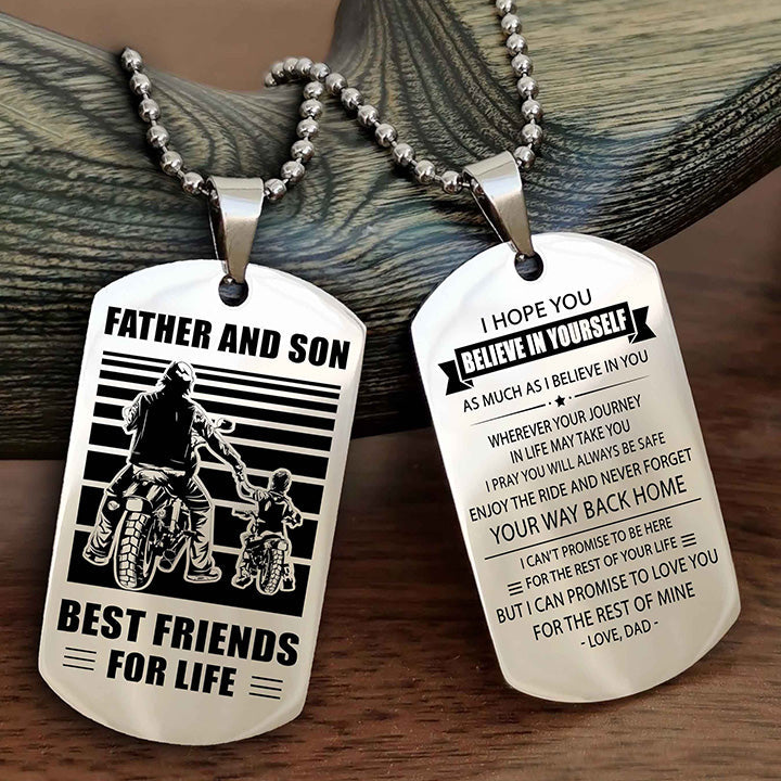 Viking Personalized Double Sided Dog Tag Silver To My Son I Love You - Enjoy The Ride And Never Forget Your Way Back Home From