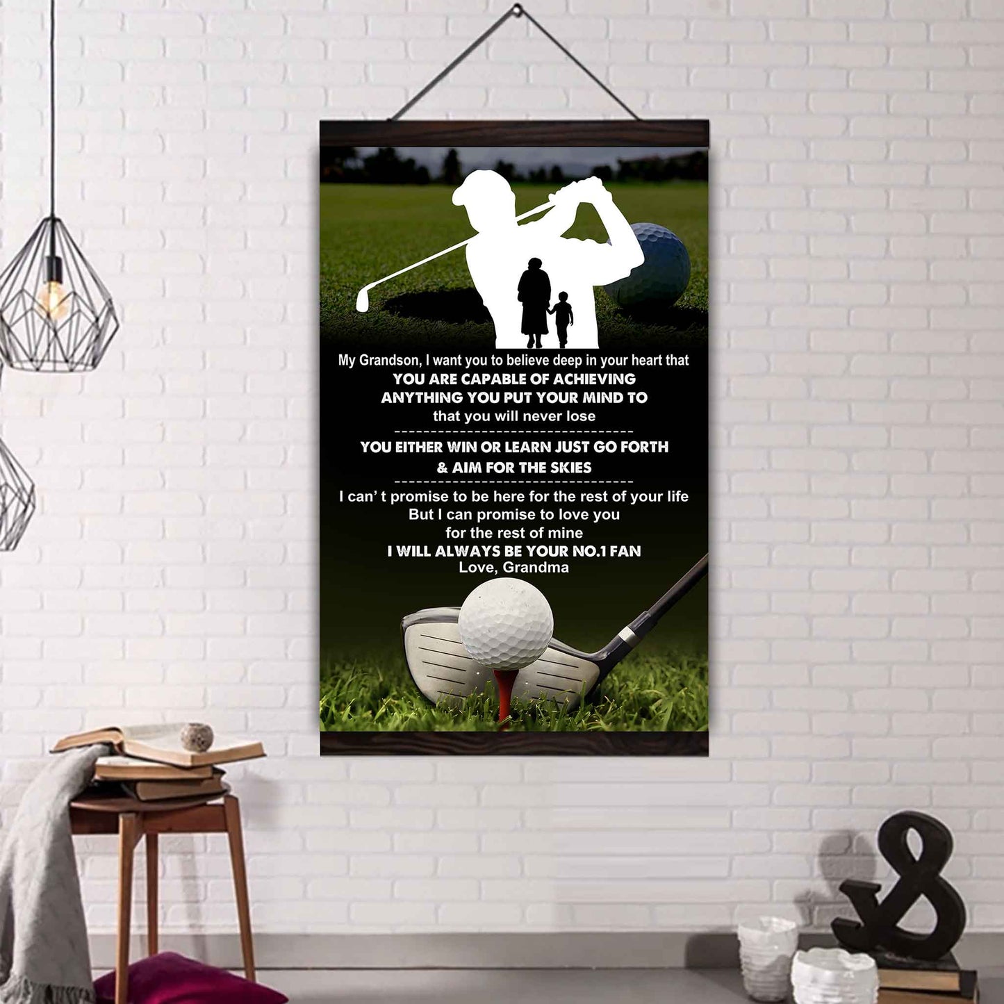 American Football Poster Canvas Grandma To Grandson - That You Will Never Lose You Either Win Or Learn I Will Always Your No 1 Fan