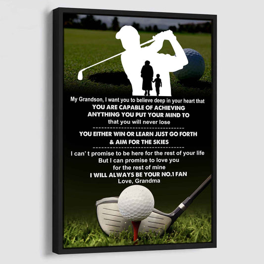 American Football Poster Canvas Grandma To Grandson - That You Will Never Lose You Either Win Or Learn I Will Always Your No 1 Fan