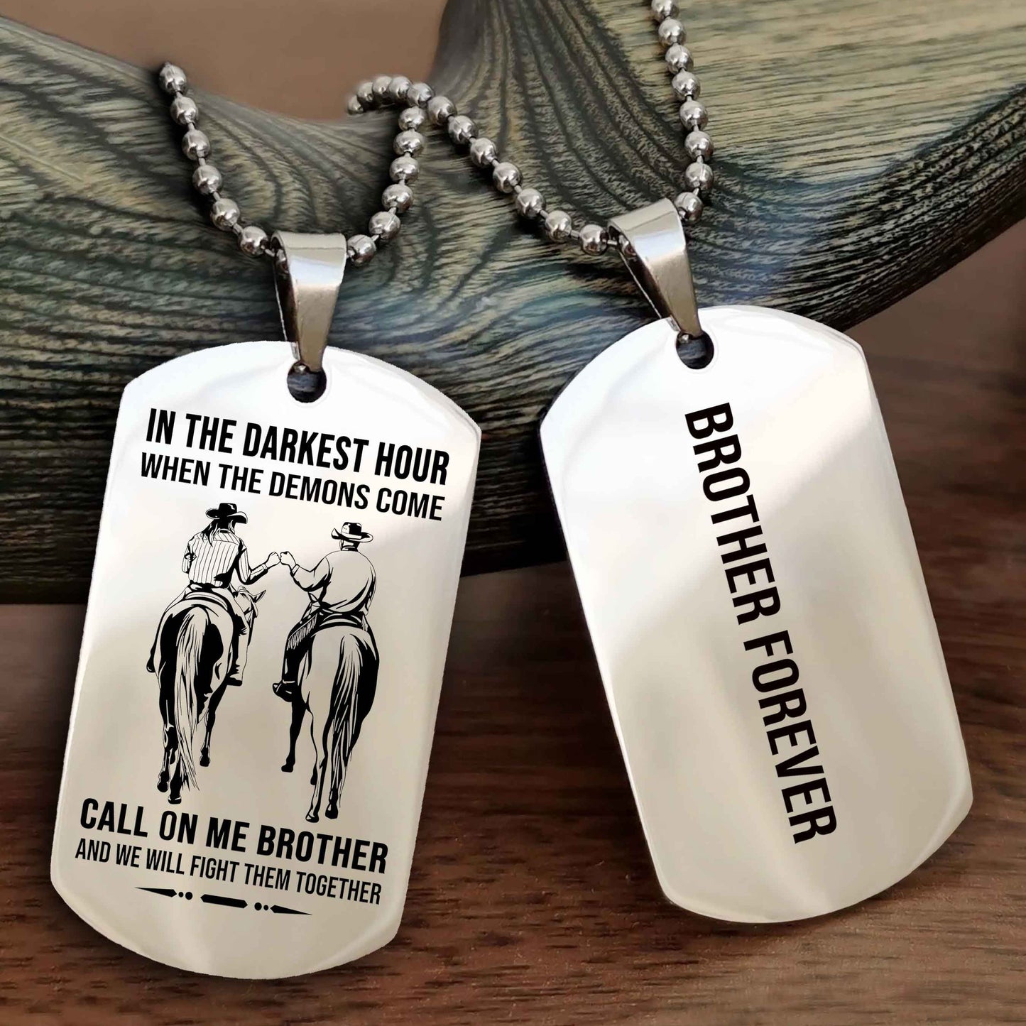 Knight Templar Customizable engraved black dog tag double sided gift from brother, brother forevers