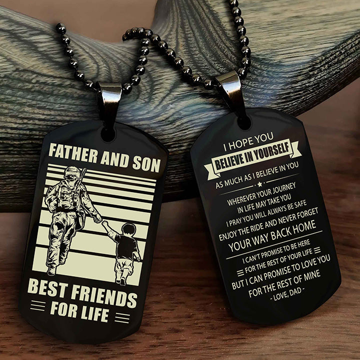 Viking Personalized Double Sided Dog Tag Silver To My Son I Love You - Enjoy The Ride And Never Forget Your Way Back Home From