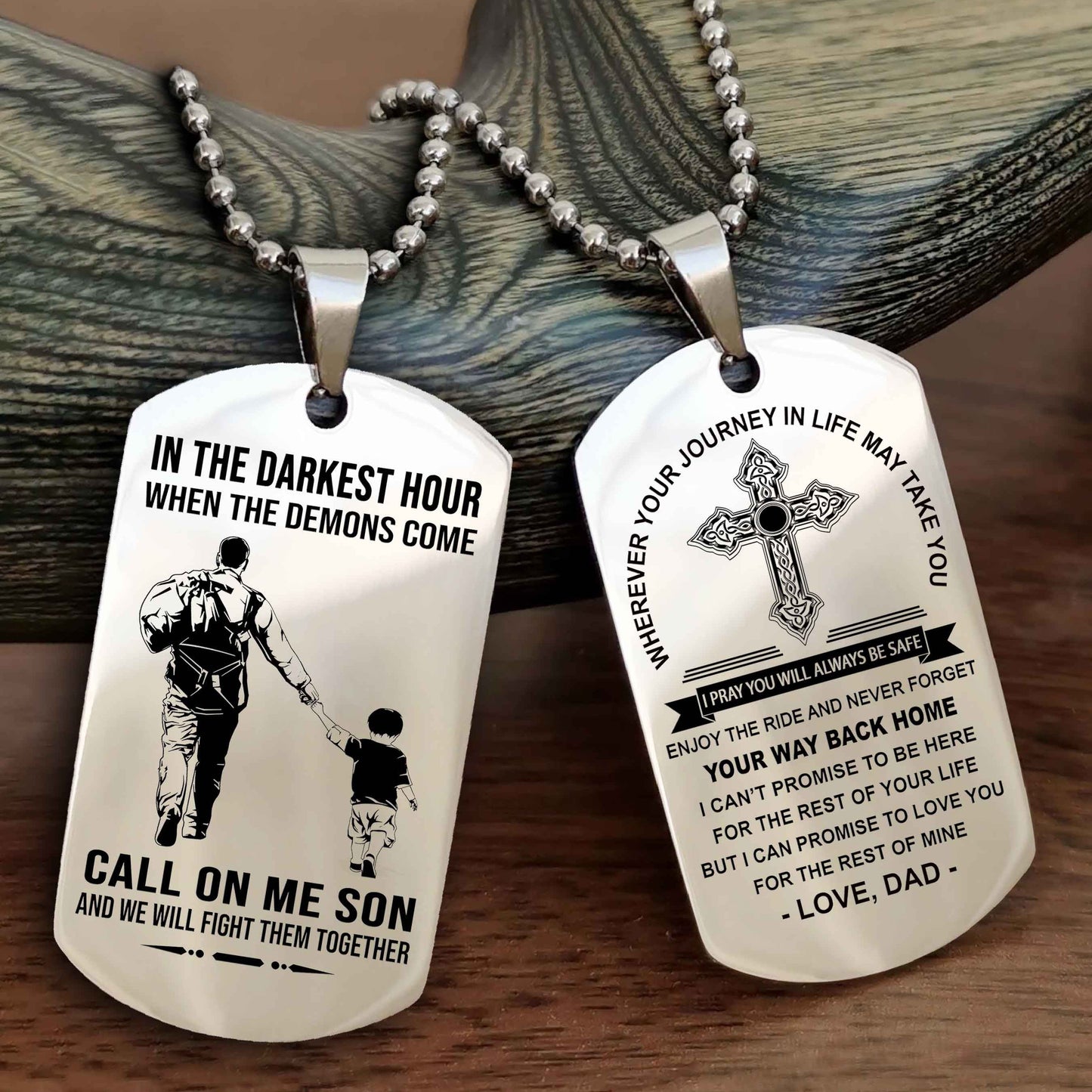 Knight Templar Double Sided Cross Dog Tag Call On Me Son - Gift For Son From Dad Your Way Back Home
