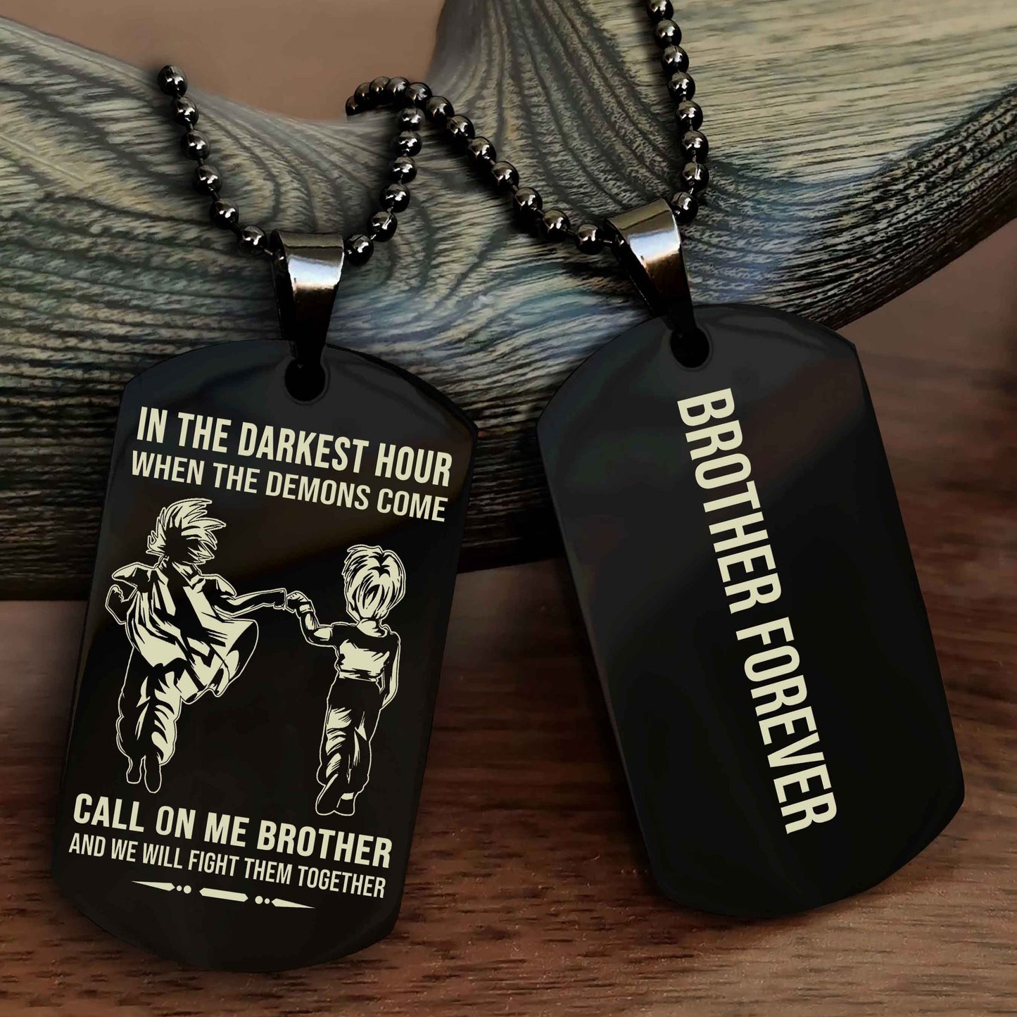 Knight Templar Customizable engraved black dog tag double sided gift from brother, brother forevers