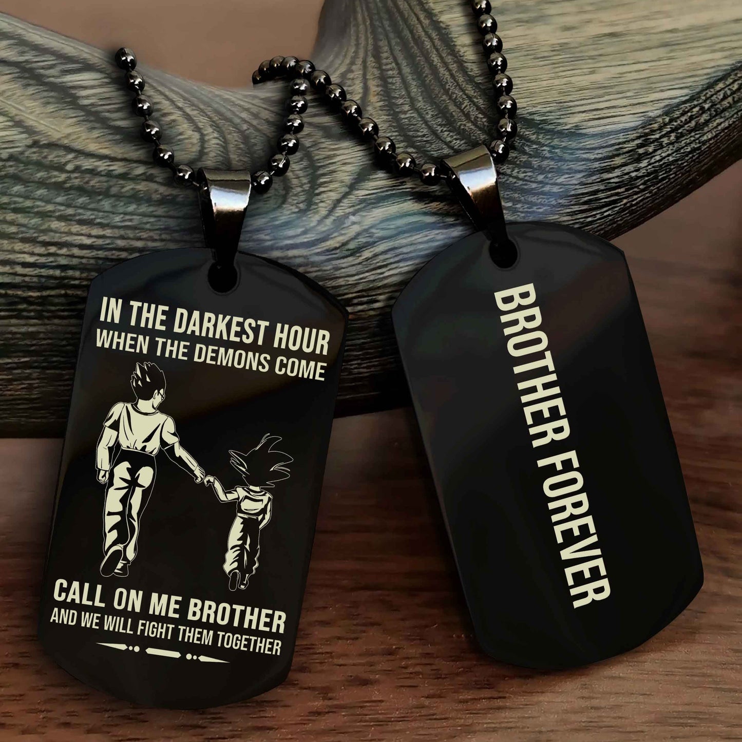 Knight Templar Customizable engraved black dog tag double sided gift from brother, brother forevers