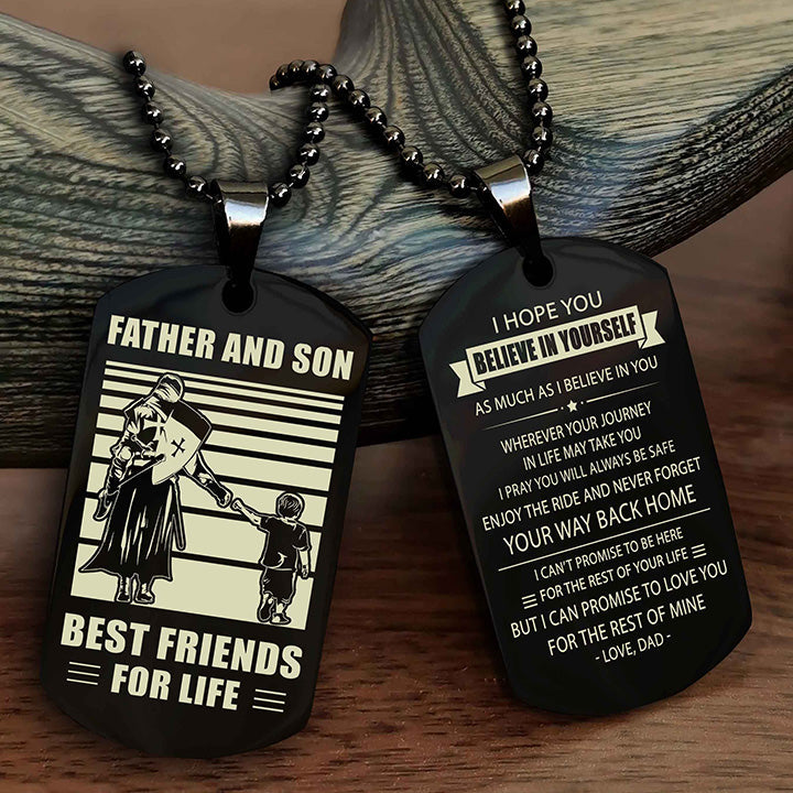 Viking Personalized Double Sided Dog Tag Silver To My Son I Love You - Enjoy The Ride And Never Forget Your Way Back Home From