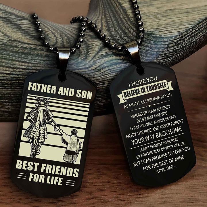 Viking Personalized Double Sided Dog Tag Silver To My Son I Love You - Enjoy The Ride And Never Forget Your Way Back Home From
