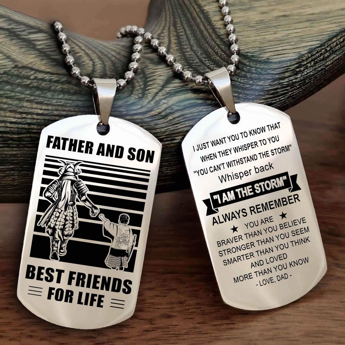 Knight Templar Personalized Double Sided Dog Tag Silver To My Son I Love You - Whisper Back I'm The Storm