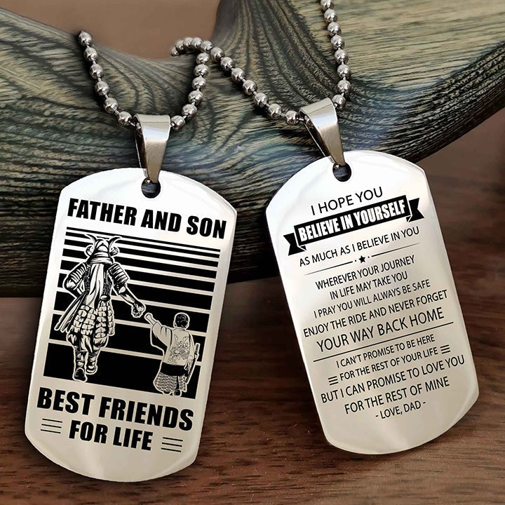 Viking Personalized Double Sided Dog Tag Silver To My Son I Love You - Enjoy The Ride And Never Forget Your Way Back Home From