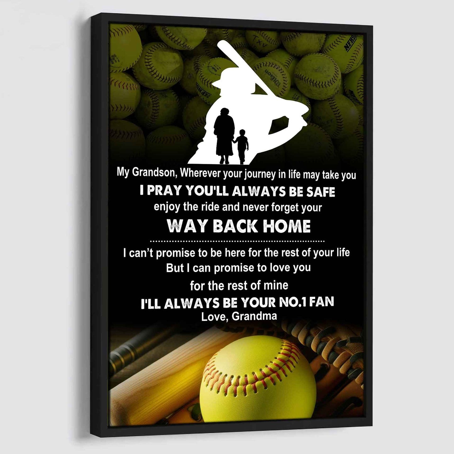 American Football Poster Canvas Grandma To Grandson - Never Forget Your Way Back Home I Will Always Your No 1 Fan