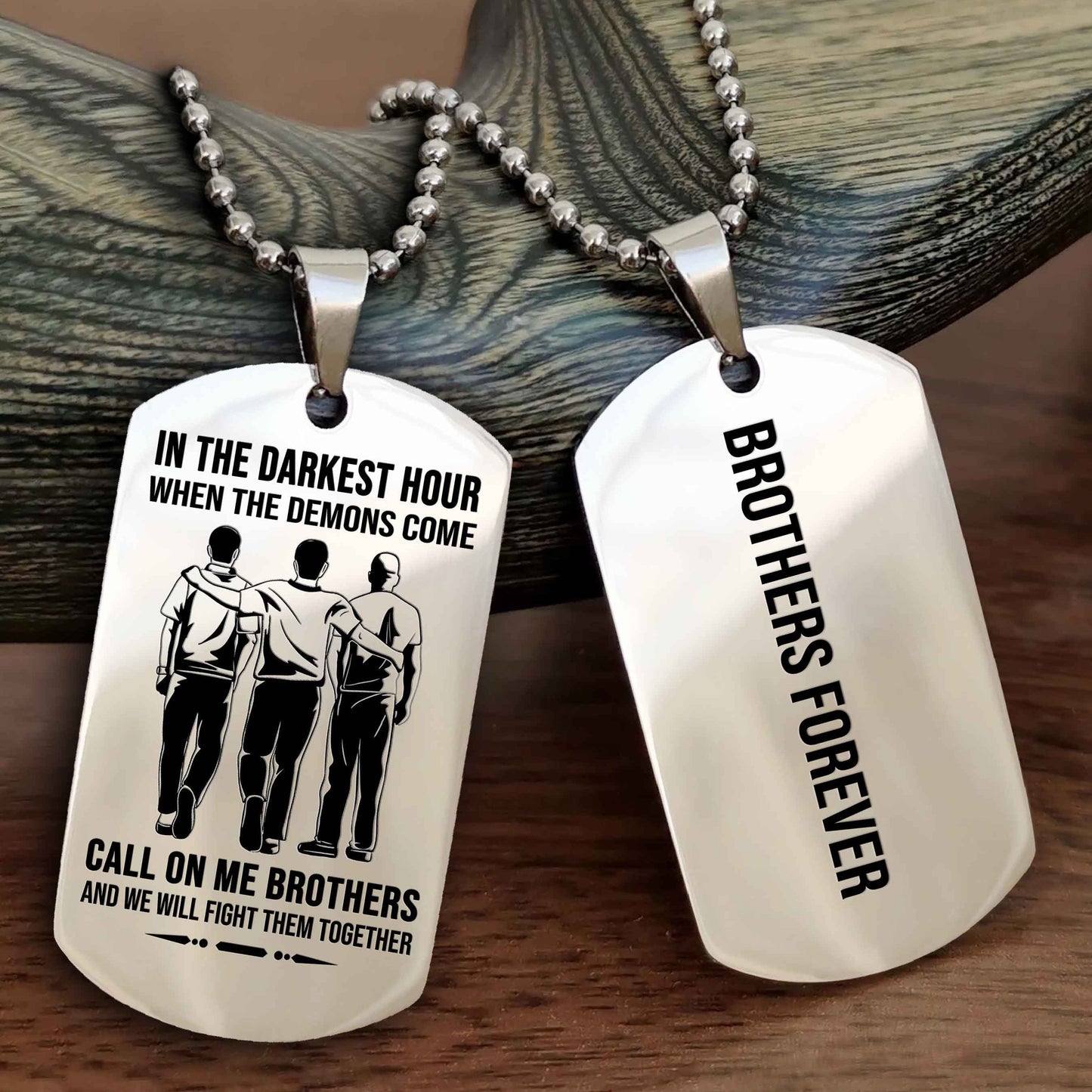 Knight Templar Customizable engraved black dog tag double sided gift from brother, brother forevers