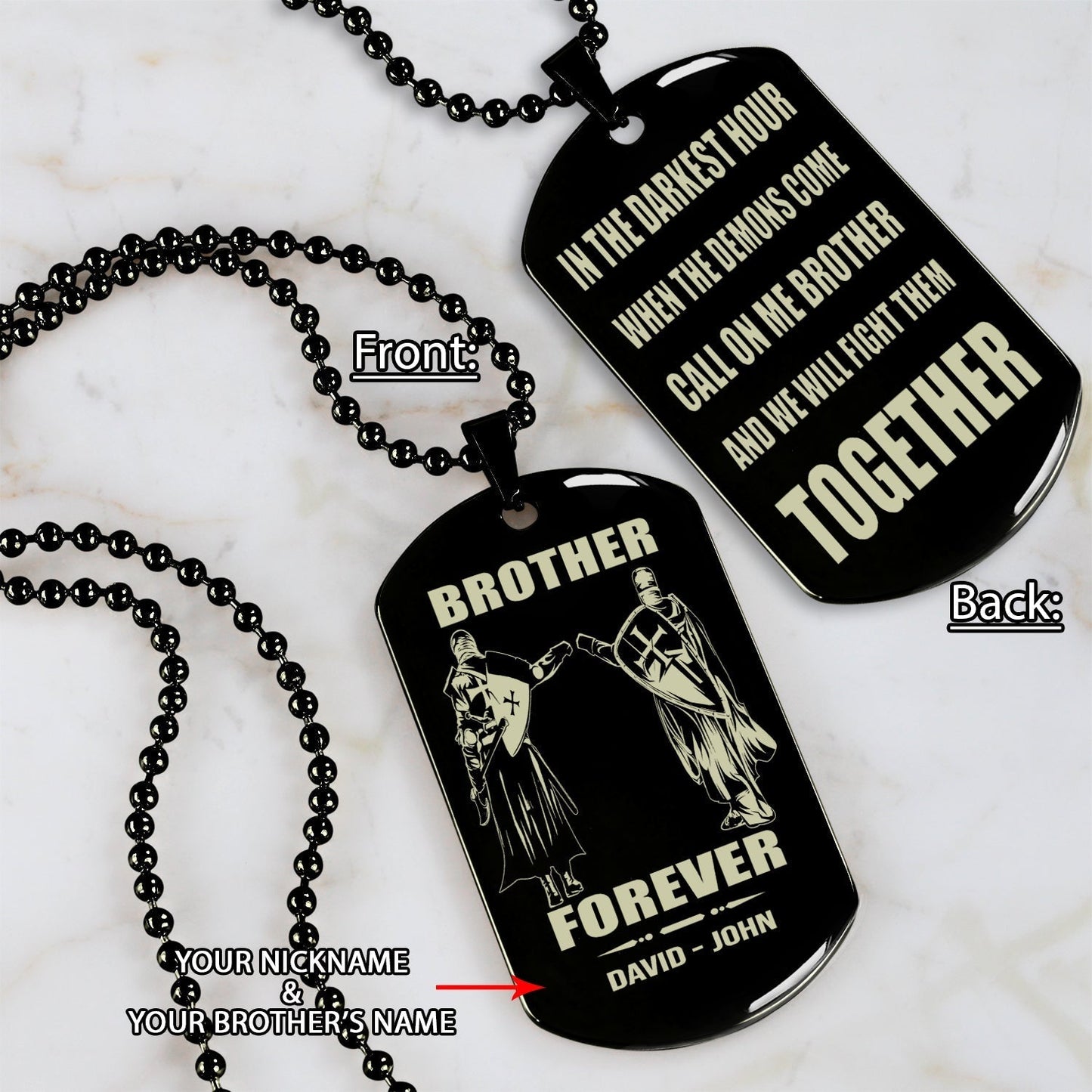 Biker Call on me brother engraved dog tag double sided. gift for brothers