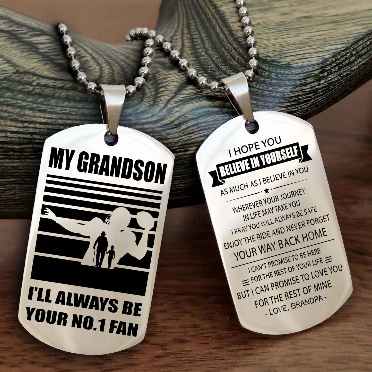 Sport Baseball Personalized Double Sided Dog Tag Granma To Grandson I Will Always Be Your No 1 Fan - Never Forget Your Way Back Home I Belive In You