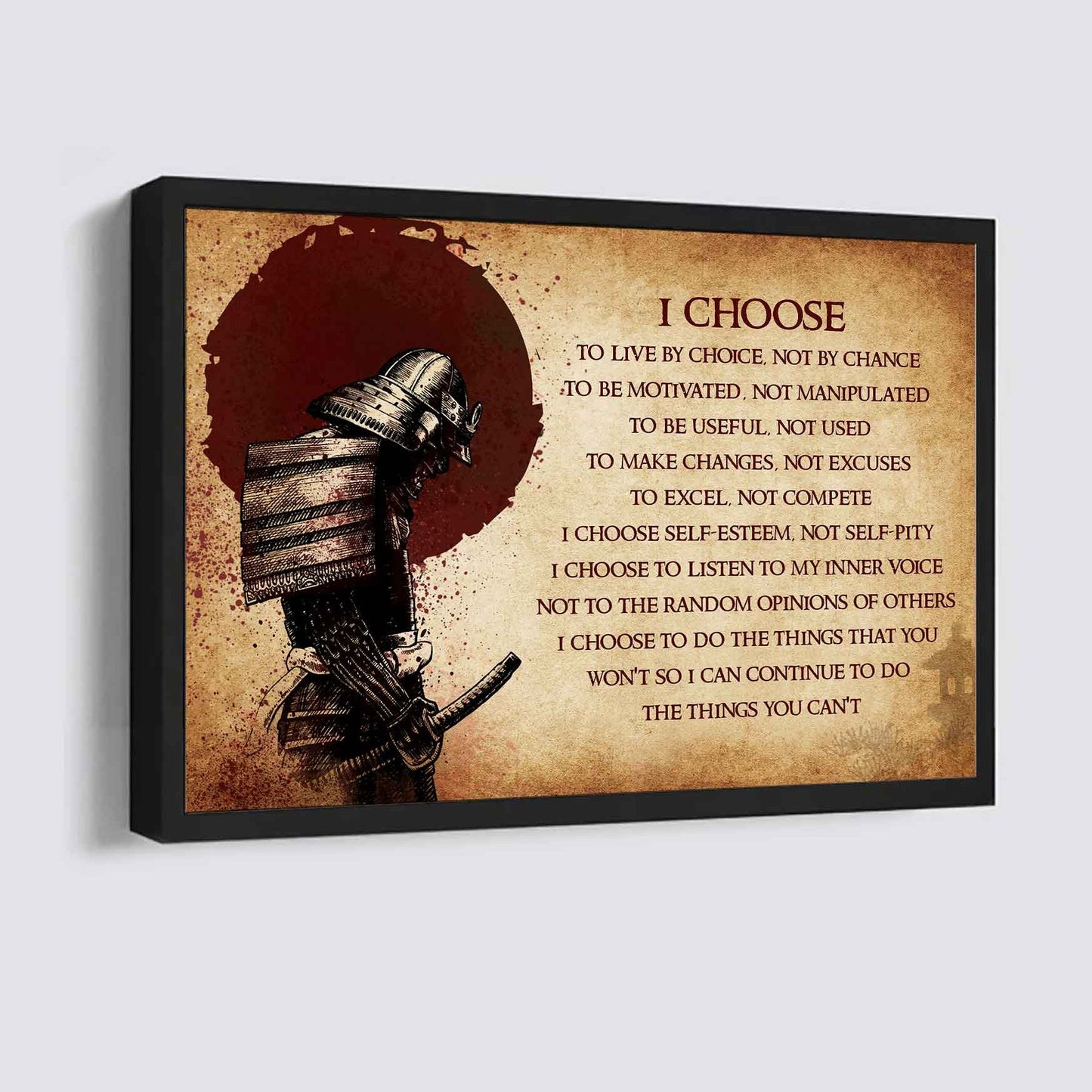 Spartan Poster Canvas I Choose To Live By Choice Best Gift With Motivation Quotes