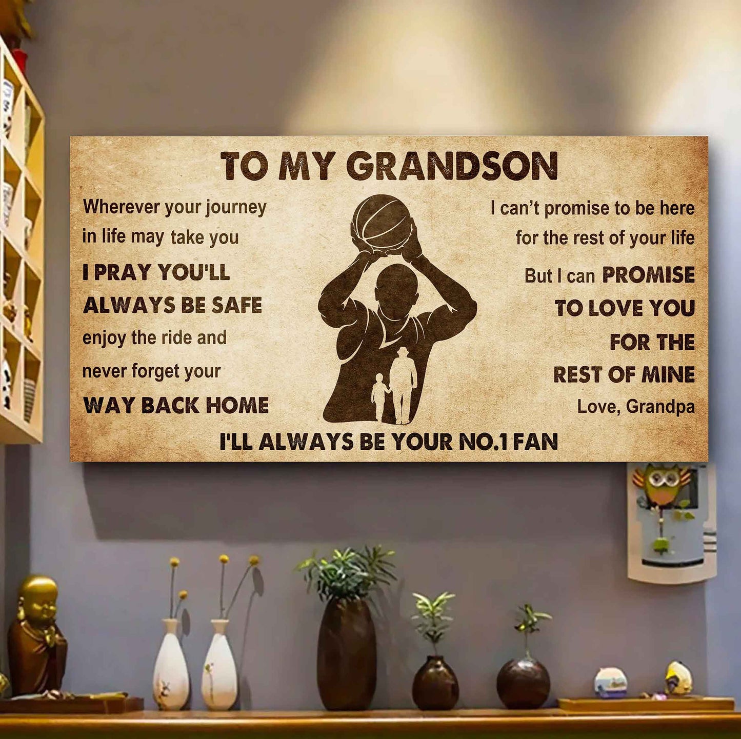 Personalized Sport Baseball Poster Canvas I'll Be Your No 1 Fan Grandpa To Grandson - Never Forget Your Way Back Home
