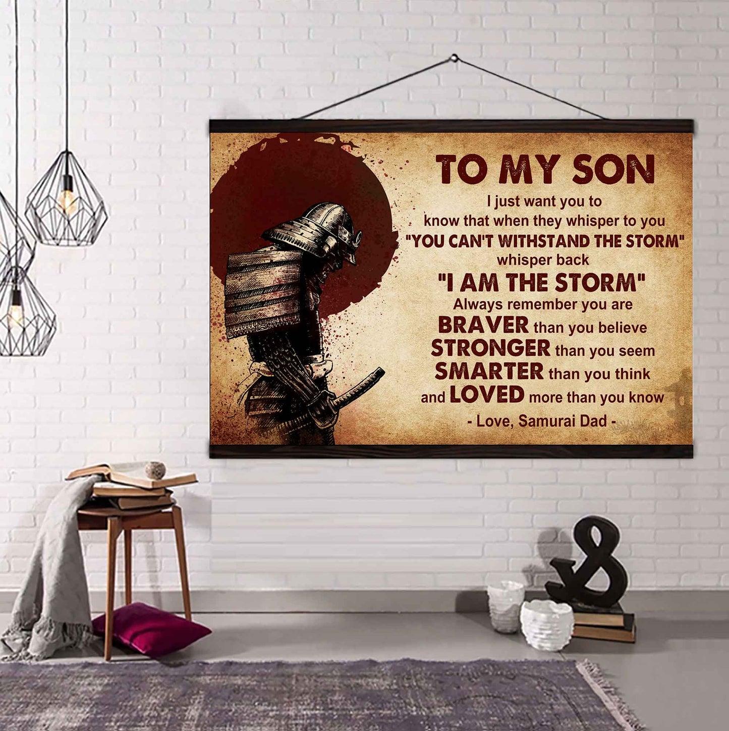 Spartan Poster Canvas Whisper Back I'm The Storm From Dad To Son Gift For Your Son