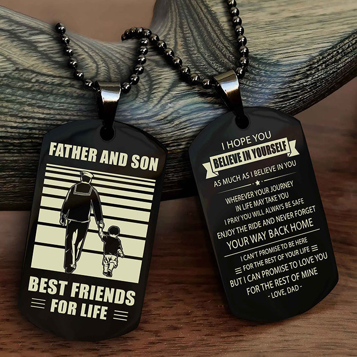 Viking Personalized Double Sided Dog Tag Silver To My Son I Love You - Enjoy The Ride And Never Forget Your Way Back Home From