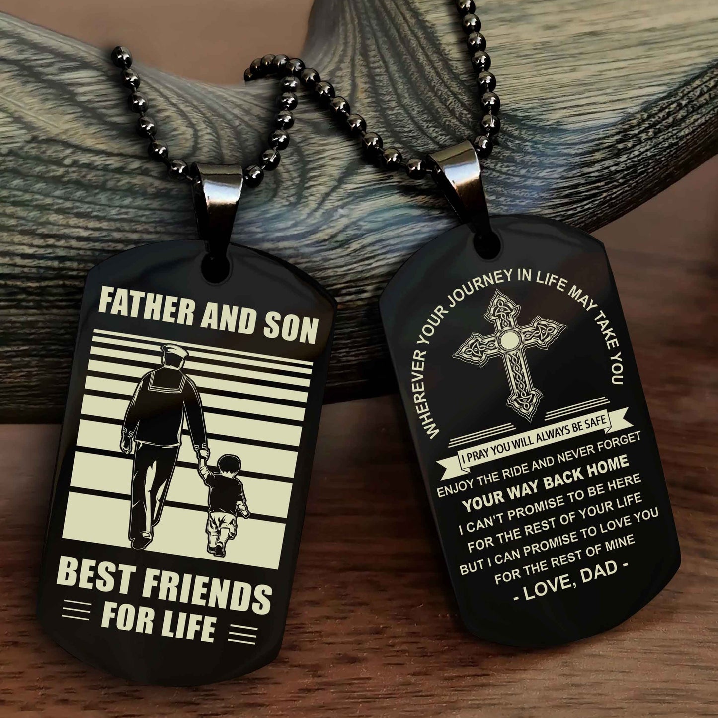 Knight Templar Cross Double Sided Dog Tag Father And Son Best Friend For Life - Gift For Son Never Forget Your Way Back Home