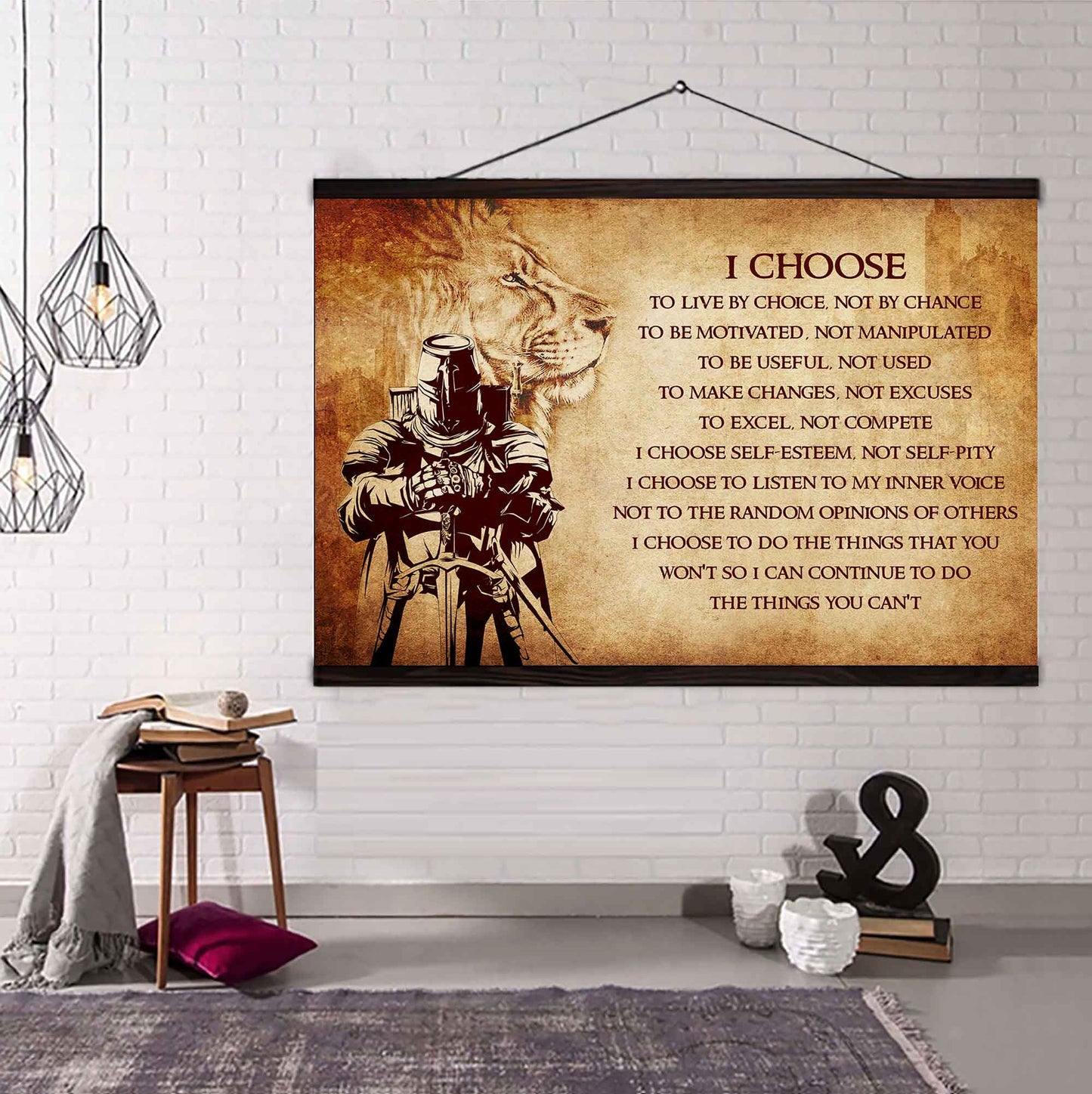 Spartan Poster Canvas I Choose To Live By Choice Best Gift With Motivation Quotes