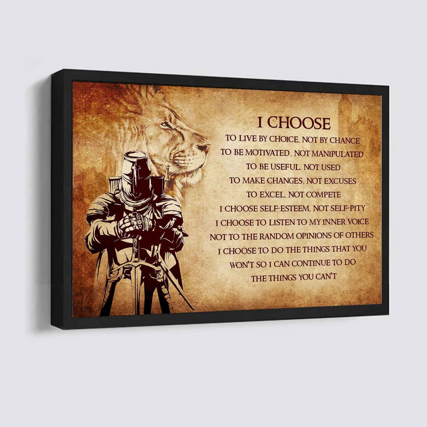 Spartan Poster Canvas I Choose To Live By Choice Best Gift With Motivation Quotes