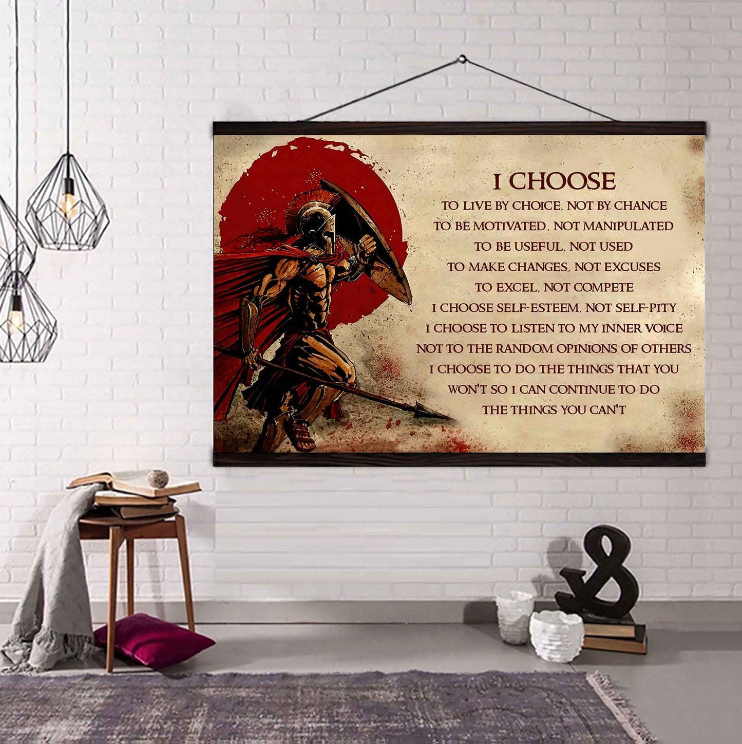 Spartan Poster Canvas I Choose To Live By Choice Best Gift With Motivation Quotes
