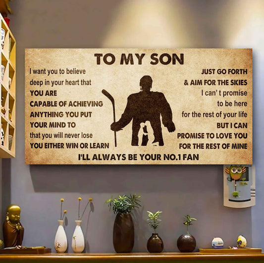 Personalized Sport Poster Canvas I'll Be Your No 1 Fan Mom To Son - You Will Never Losse You Either Win Or Learn