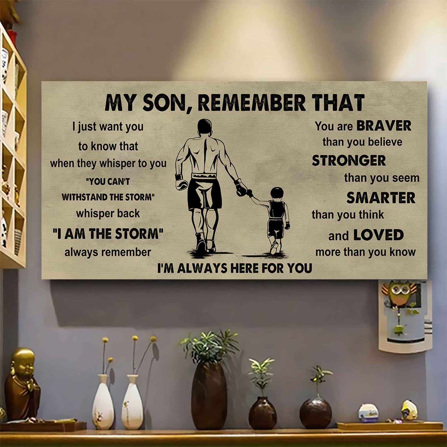 Personalized Sport Poster Canvas - My Son Remember That Whisper Back I Am The Storm