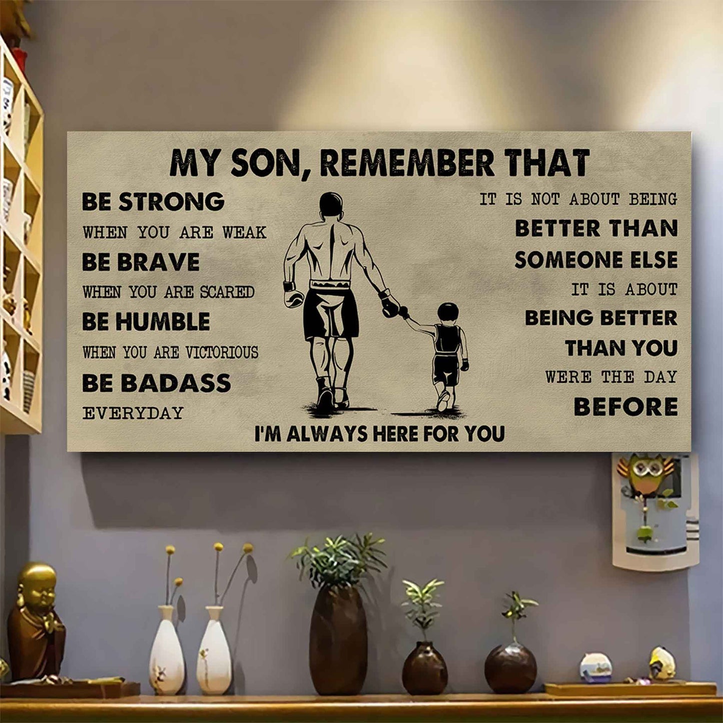 Personalized DRB Poster Canvas - My Son Remember That Be Strong When You Are Weak Be Badass Everyday