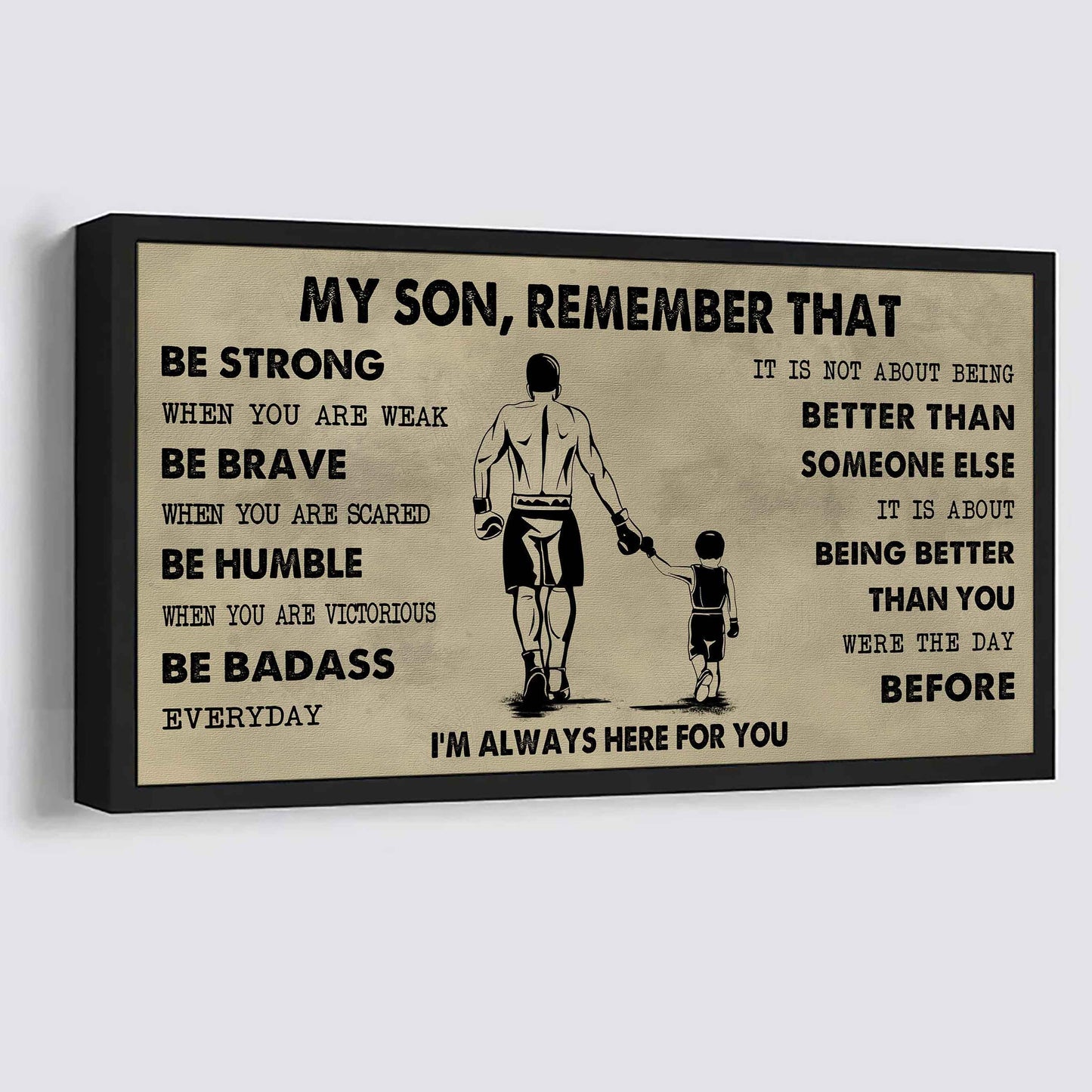 Personalized DRB Poster Canvas - My Son Remember That Be Strong When You Are Weak Be Badass Everyday