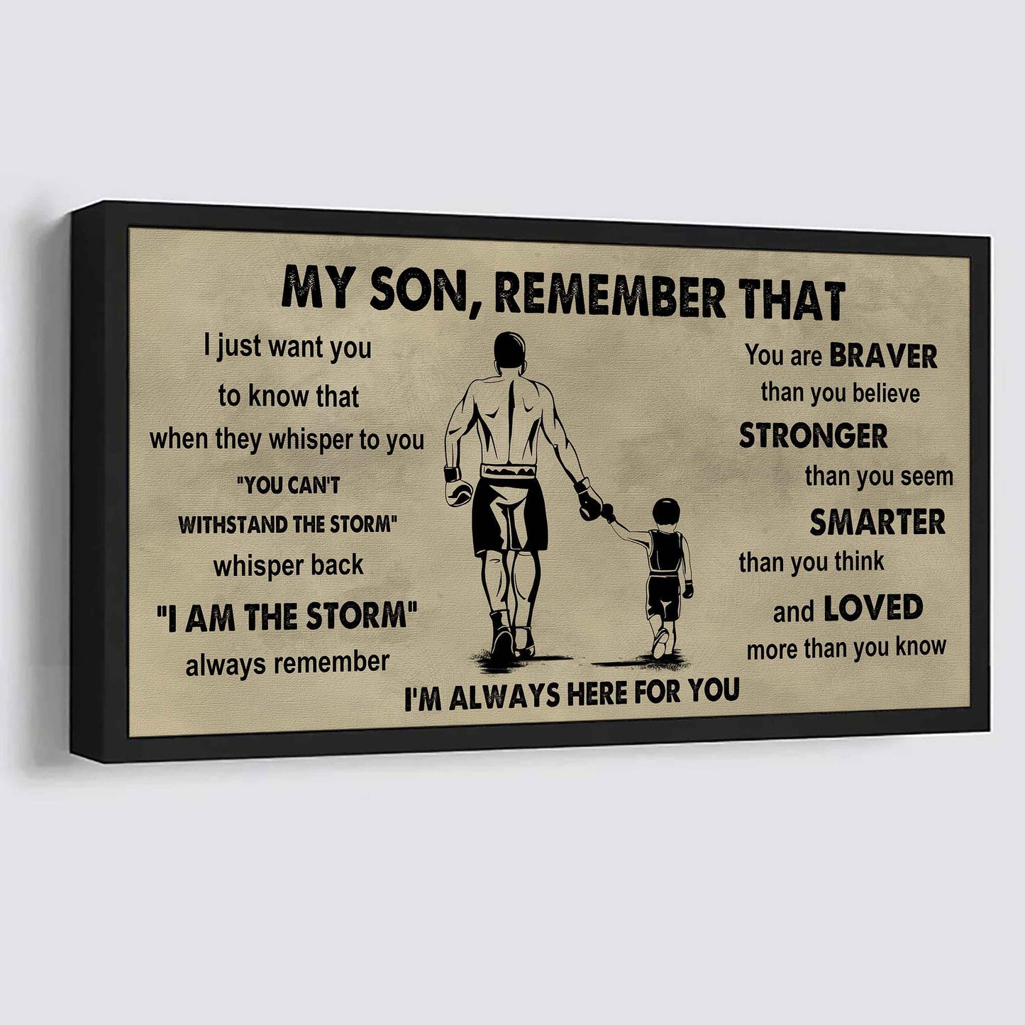 Personalized Sport Poster Canvas - My Son Remember That Whisper Back I Am The Storm