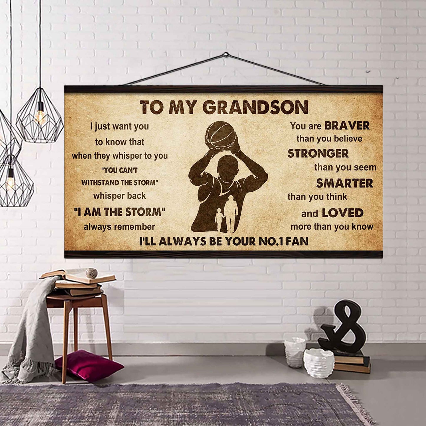 Personalized Sport Baseball Poster Canvas I'll Be Your No 1 Fan Grandpa To Grandson - Whisper Back I'm The Storm