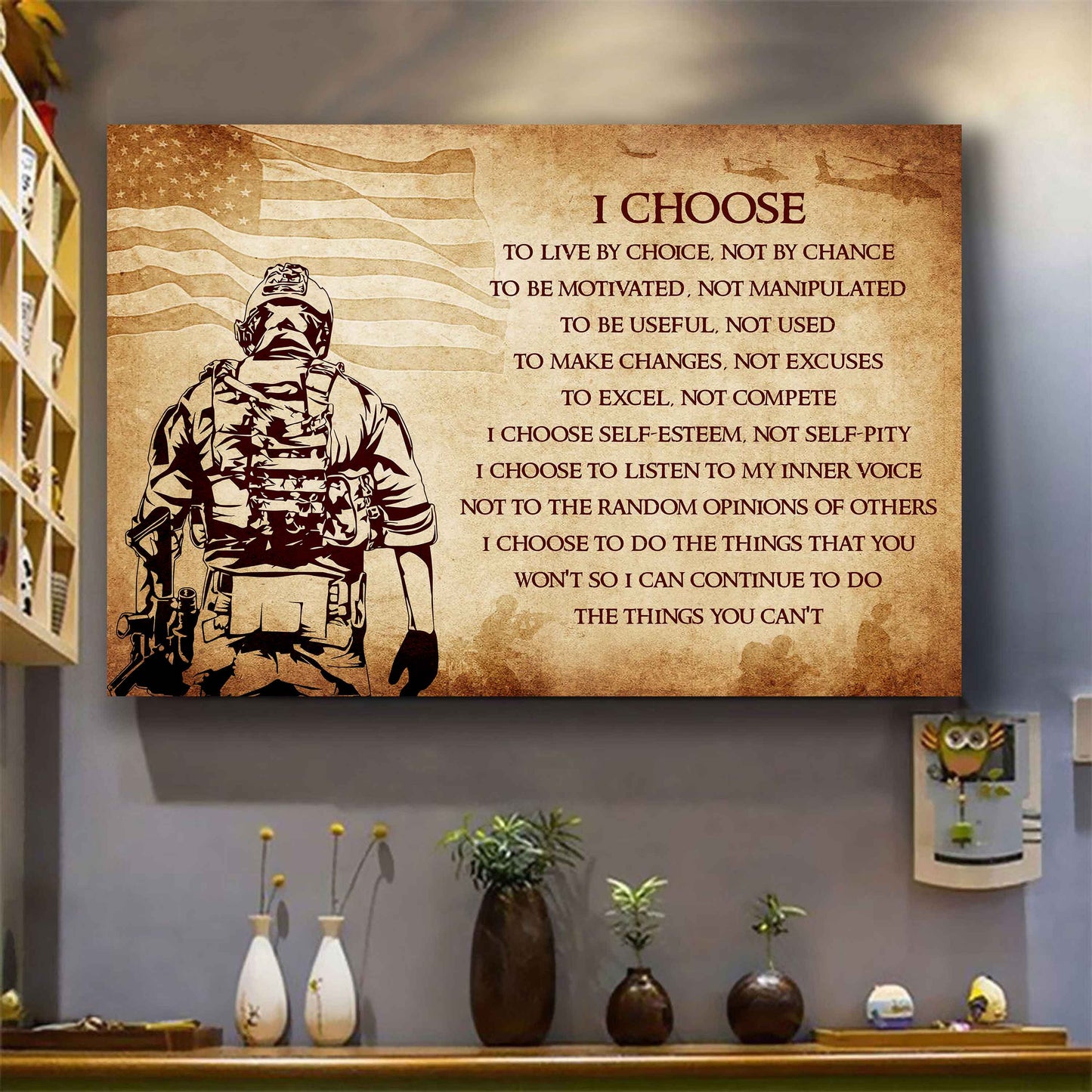 Spartan Poster Canvas I Choose To Live By Choice Best Gift With Motivation Quotes