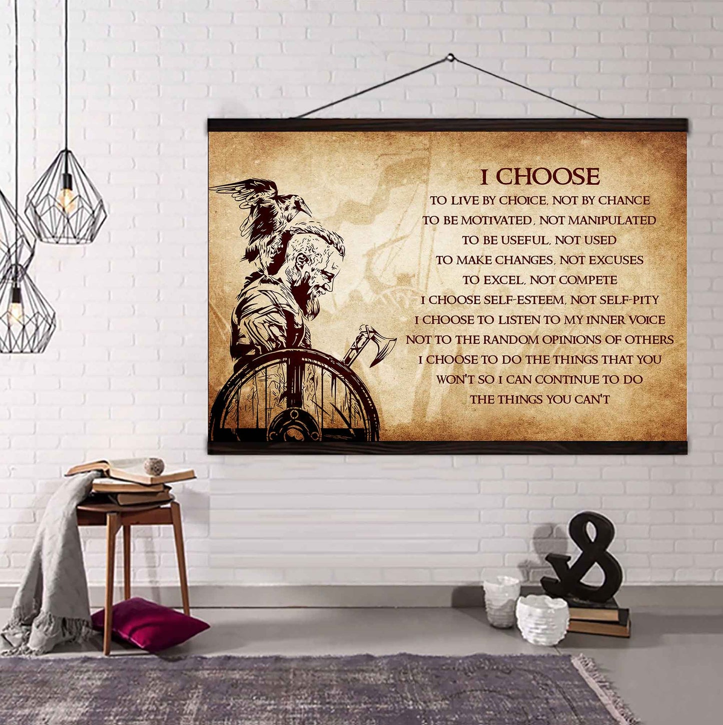 Spartan Poster Canvas I Choose To Live By Choice Best Gift With Motivation Quotes