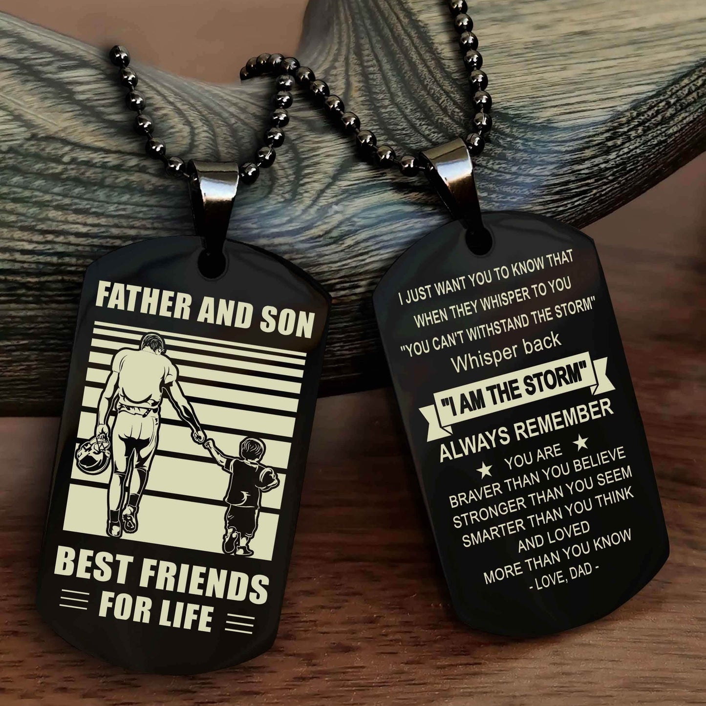 Knight Templar Personalized Double Sided Dog Tag Silver To My Son I Love You - Whisper Back I'm The Storm