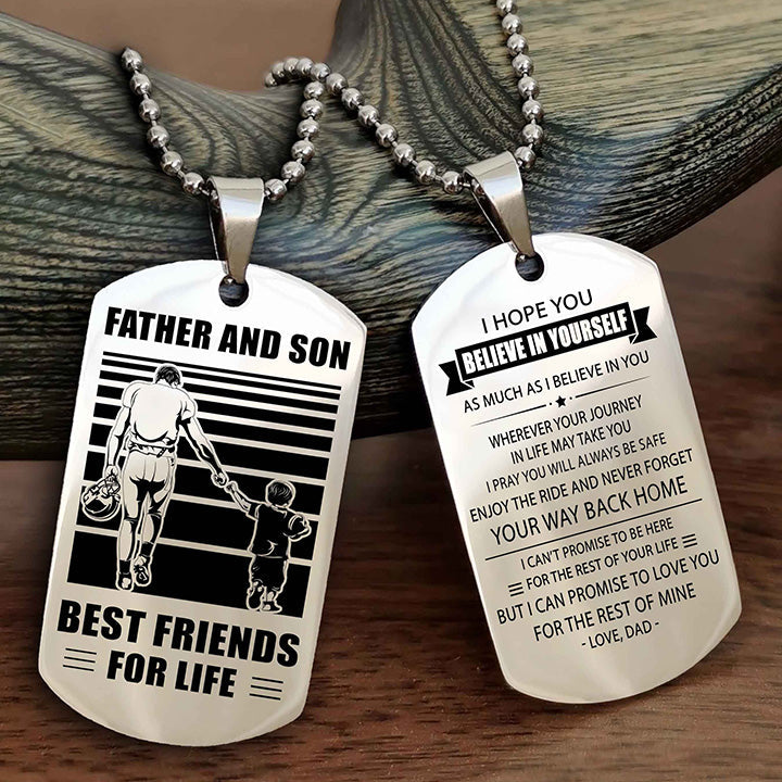 Viking Personalized Double Sided Dog Tag Silver To My Son I Love You - Enjoy The Ride And Never Forget Your Way Back Home From