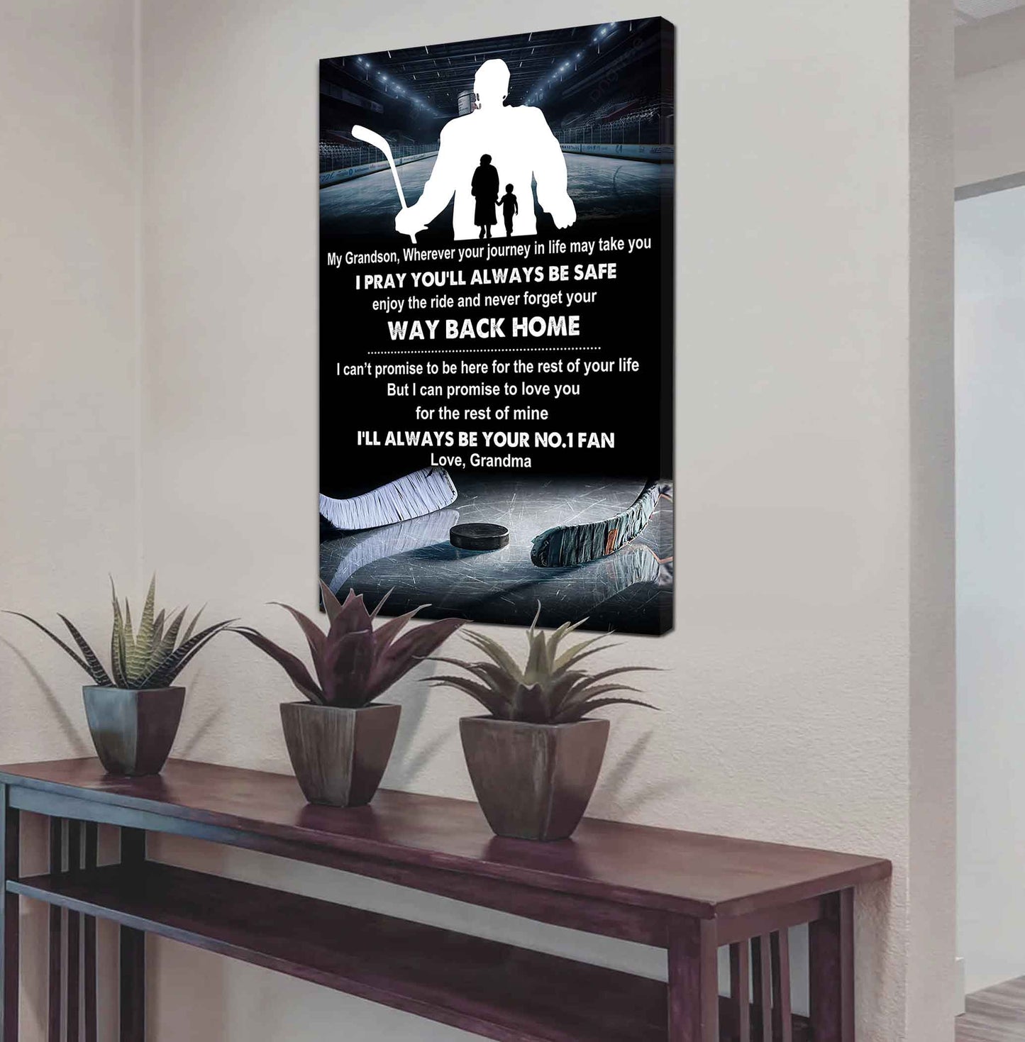 American Football Poster Canvas Grandma To Grandson - Never Forget Your Way Back Home I Will Always Your No 1 Fan