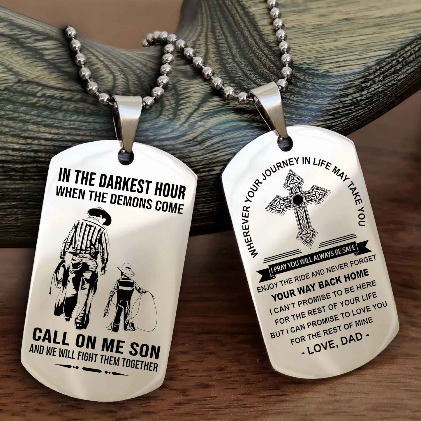 Knight Templar Double Sided Cross Dog Tag Call On Me Son - Gift For Son From Dad Your Way Back Home
