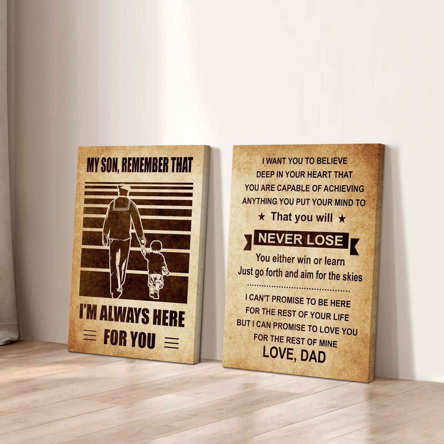Combo 2 DRB Poster Canvas My Son Remember That - You Will Never Lose You Either Win Or Learn