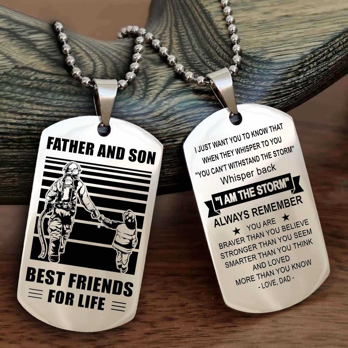 Knight Templar Personalized Double Sided Dog Tag Silver To My Son I Love You - Whisper Back I'm The Storm
