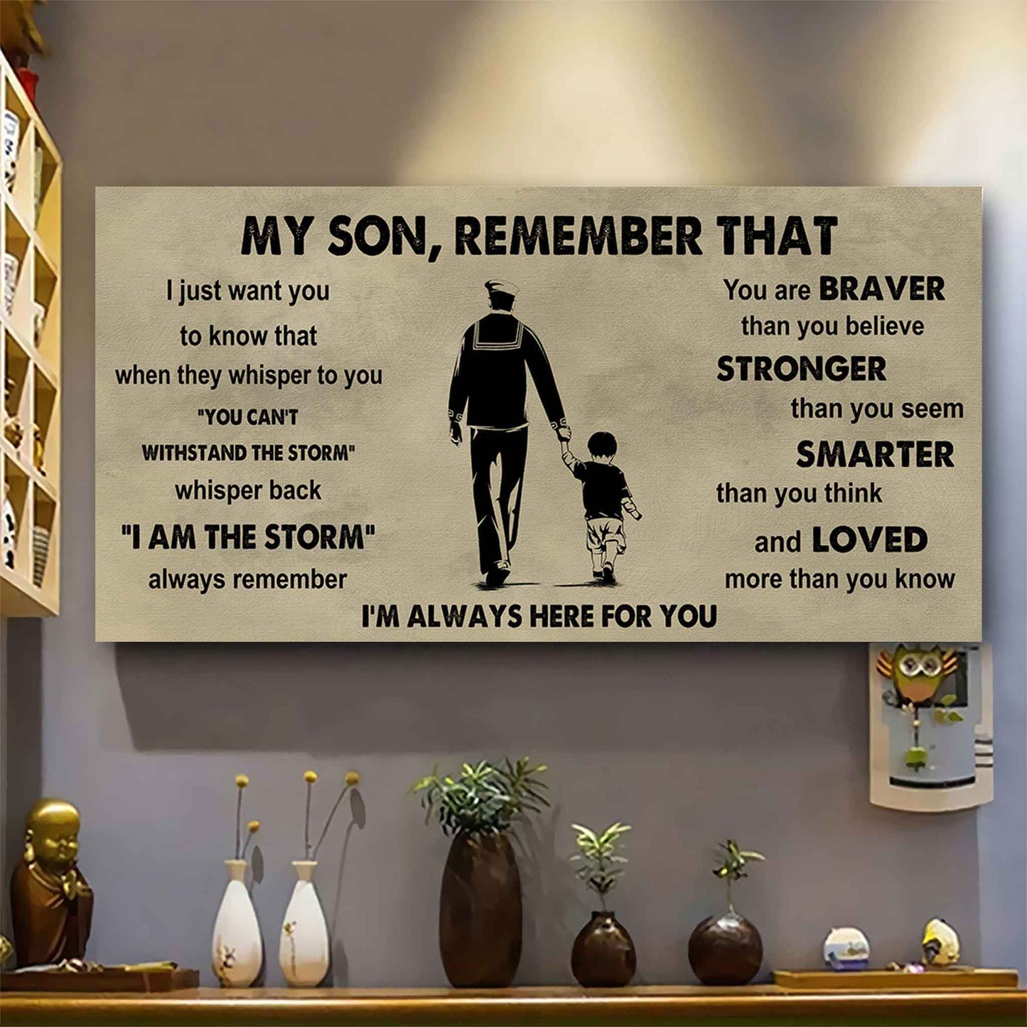 Personalized Sport Poster Canvas - My Son Remember That Whisper Back I Am The Storm
