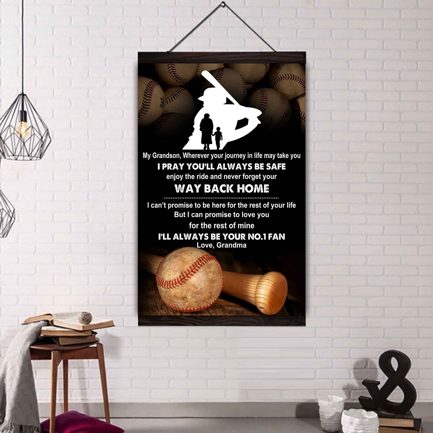 American Football Poster Canvas Grandma To Grandson - Never Forget Your Way Back Home I Will Always Your No 1 Fan