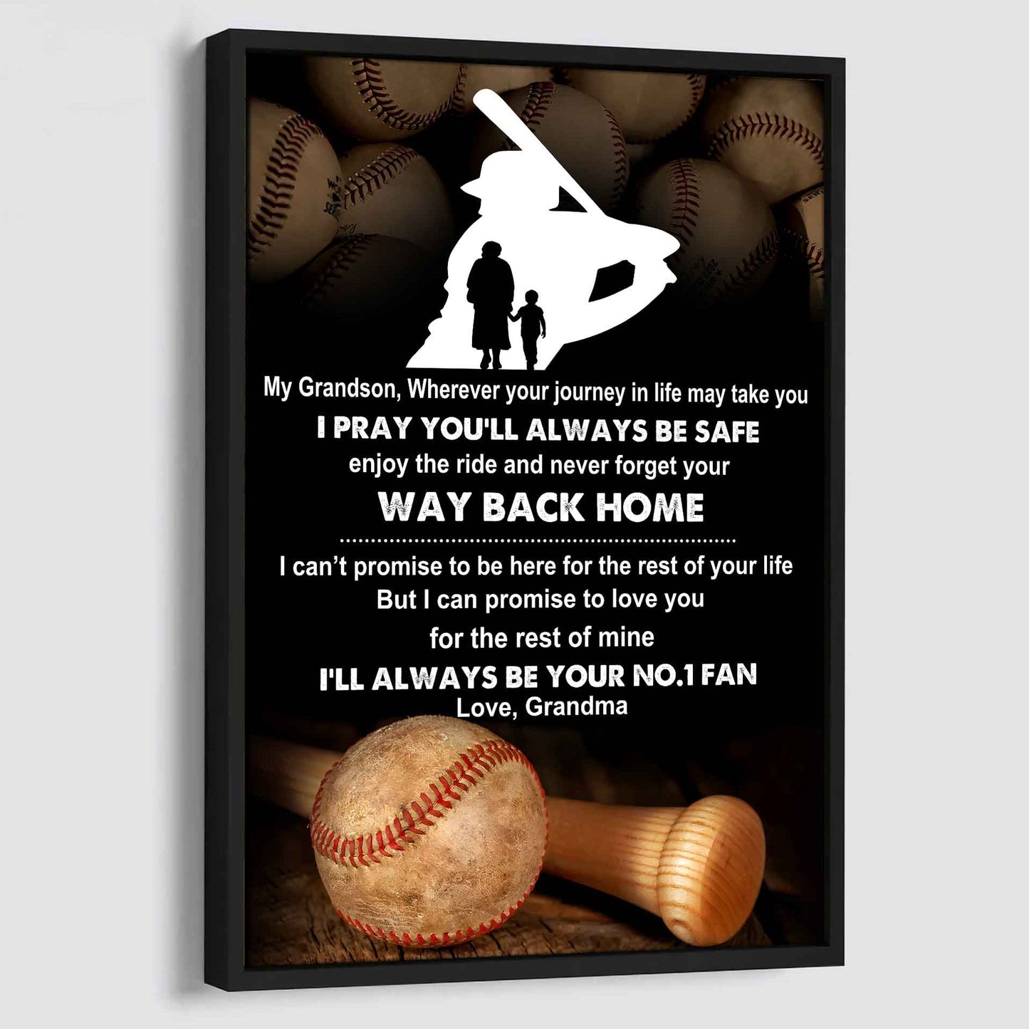 American Football Poster Canvas Grandma To Grandson - Never Forget Your Way Back Home I Will Always Your No 1 Fan