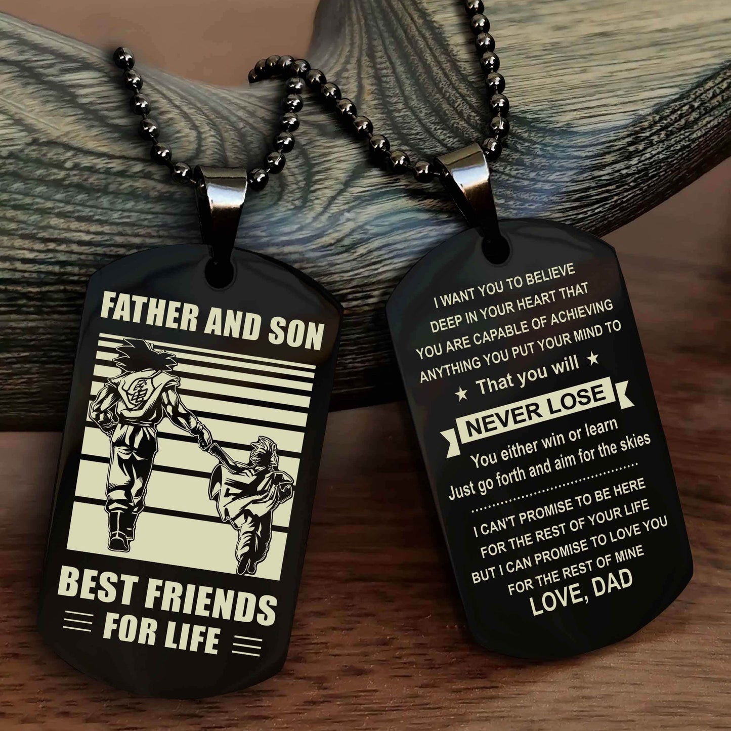 Viking Personalized Double Sided Dog Tag Silver To My Son I Love You - You Will Never Lose You Either Win Or Learn From Dad To Son
