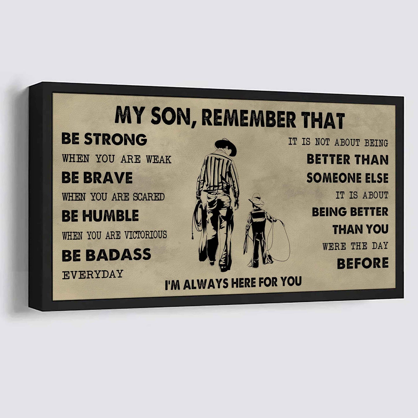Personalized DRB Poster Canvas - My Son Remember That Be Strong When You Are Weak Be Badass Everyday