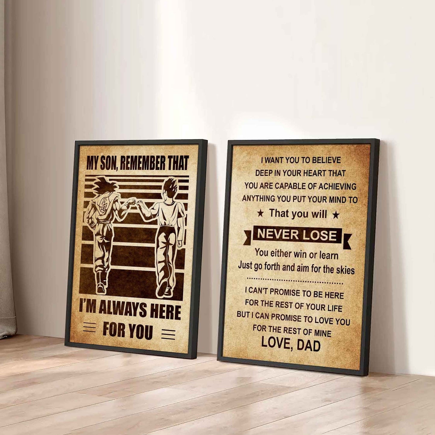 Combo 2 DRB Poster Canvas My Son Remember That - You Will Never Lose You Either Win Or Learn
