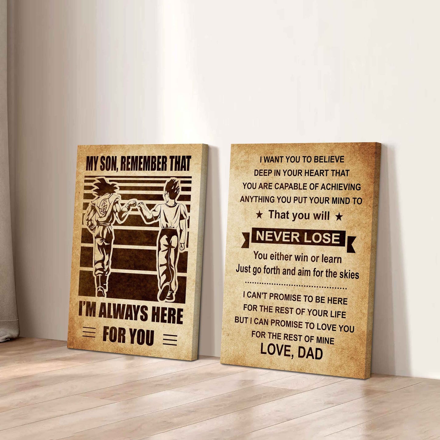 Combo 2 DRB Poster Canvas My Son Remember That - You Will Never Lose You Either Win Or Learn